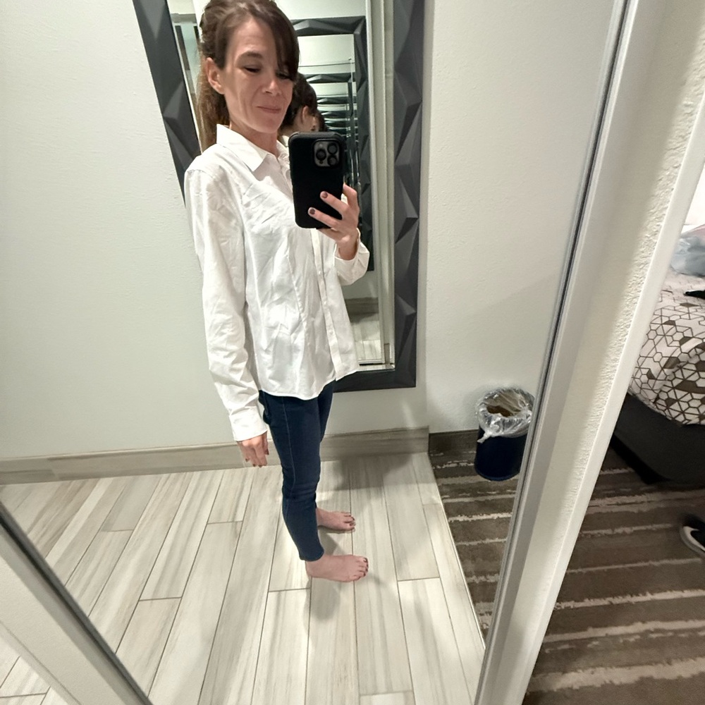 Talbots Ivory Button-Up Blouse - image 1